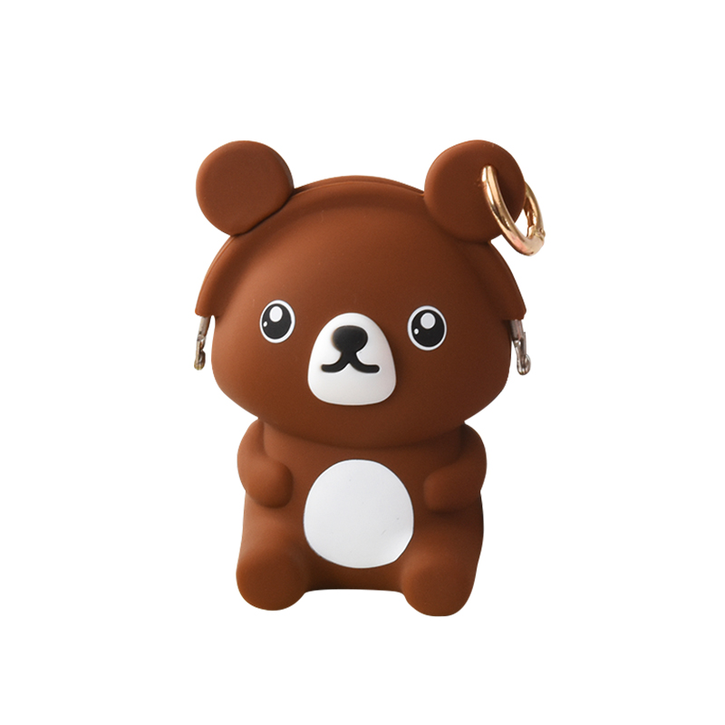 小熊拉链挂扣硅胶包，滴胶工艺硅胶钱包